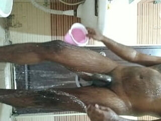 Indian telugu boy peeing on body and having bath